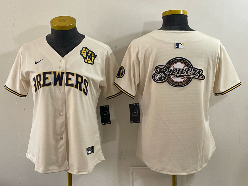 Youth 2026 Milwaukee Brewers blank cream Game Nike MLB Jersey 0931008->women mlb jersey->Women Jersey